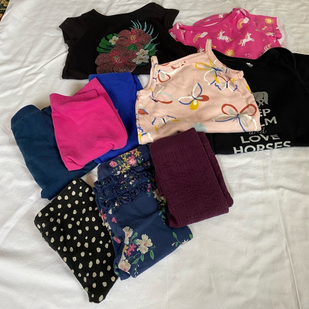 Toddler Girl 12-18M 10 PC Clothing Bundle Everyday Cozy Basics Comfy Staples